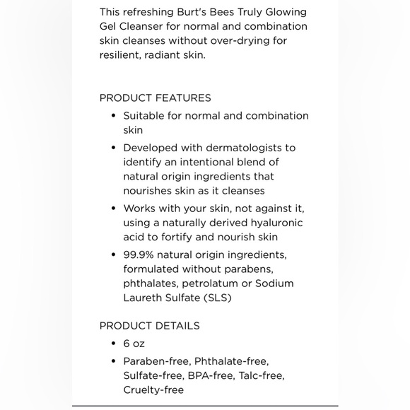 NWOT Burt’s Bees Gel Cleanser - Picture 3 of 3